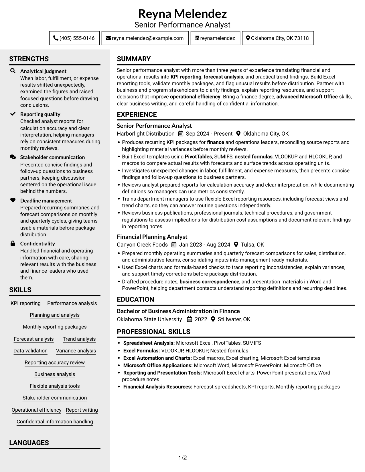 Resume example — page 1