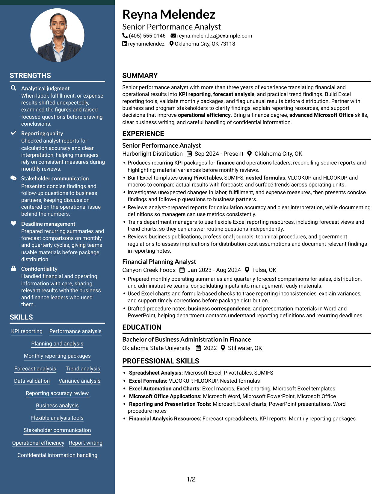 Resume example — page 1