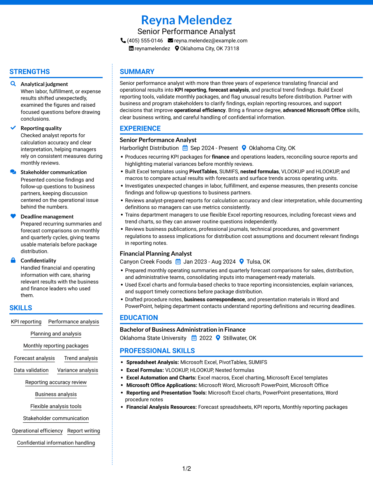 Resume example — page 1