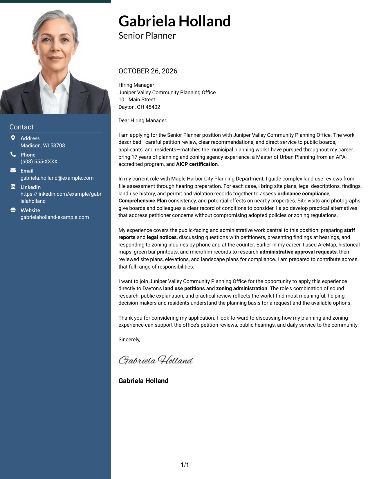 Cover letter example — page 1