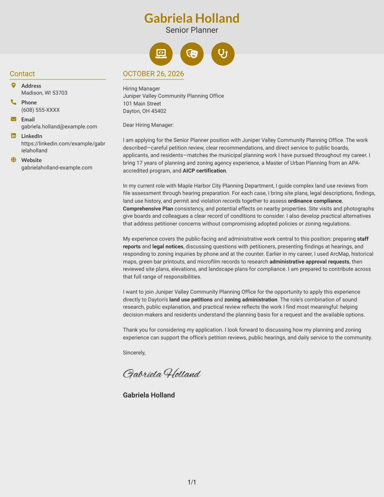 Cover letter example — page 1