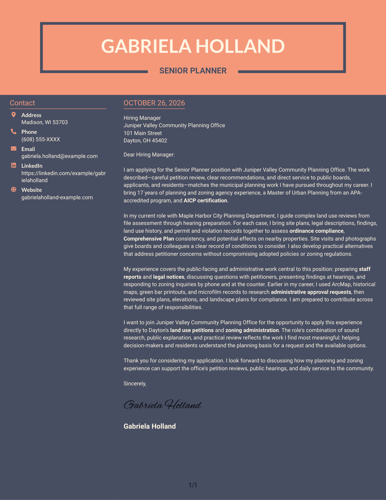 Cover letter example — page 1