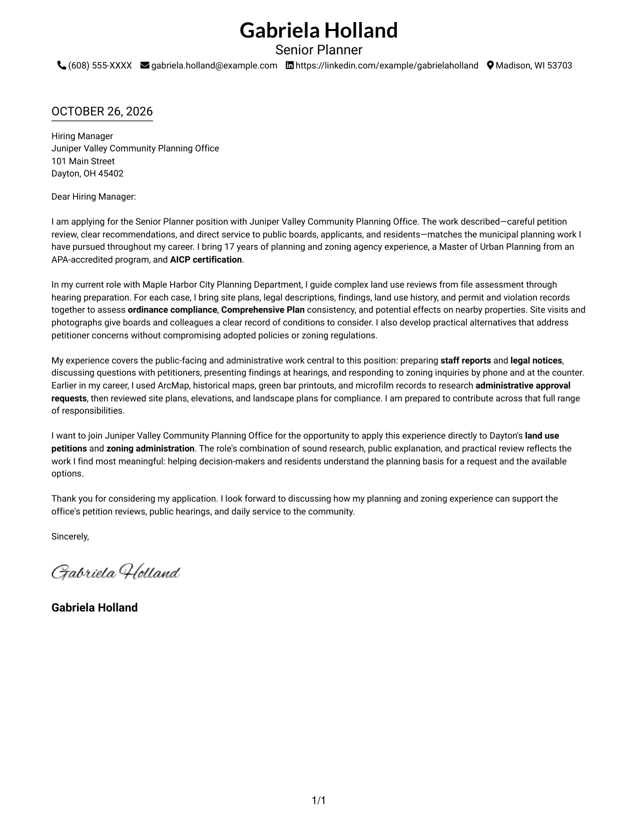 Cover letter example — page 1