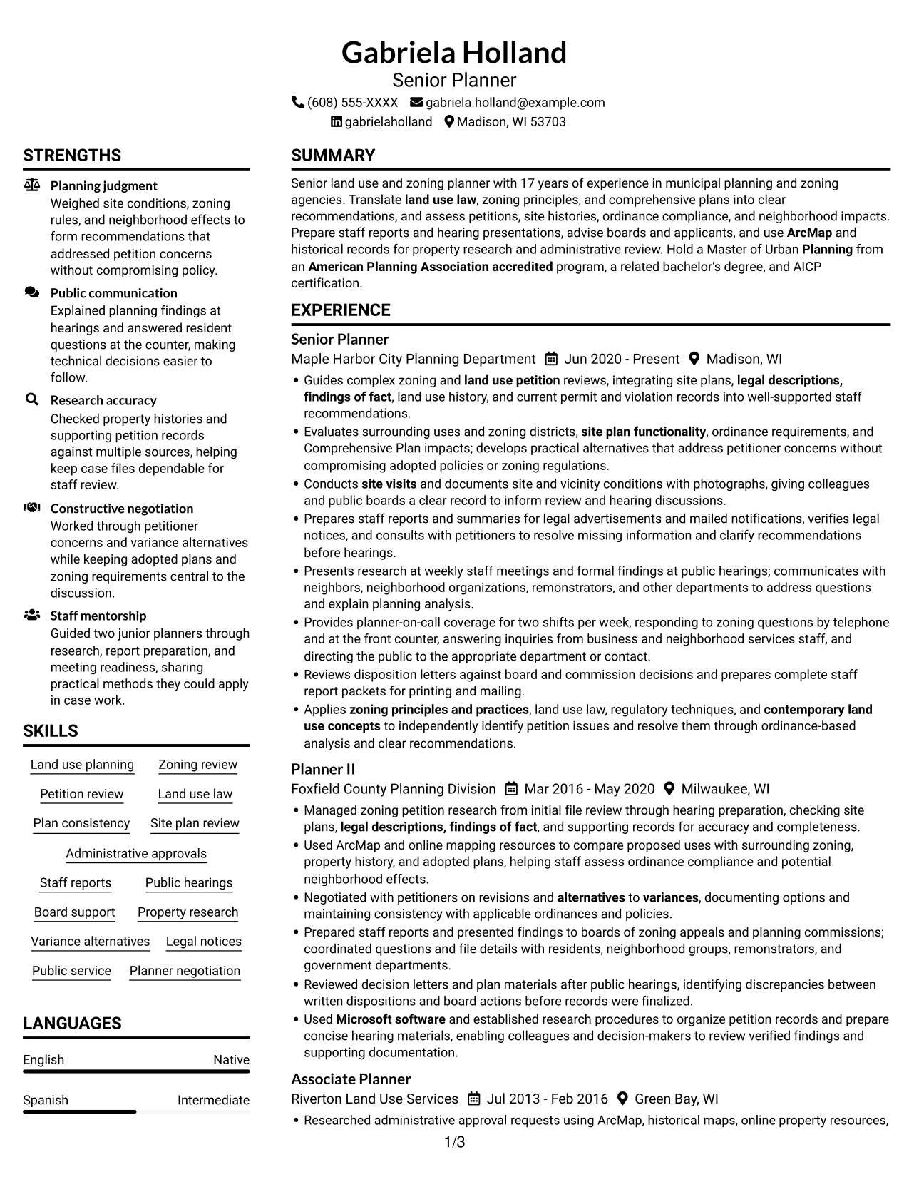 Resume example — page 1
