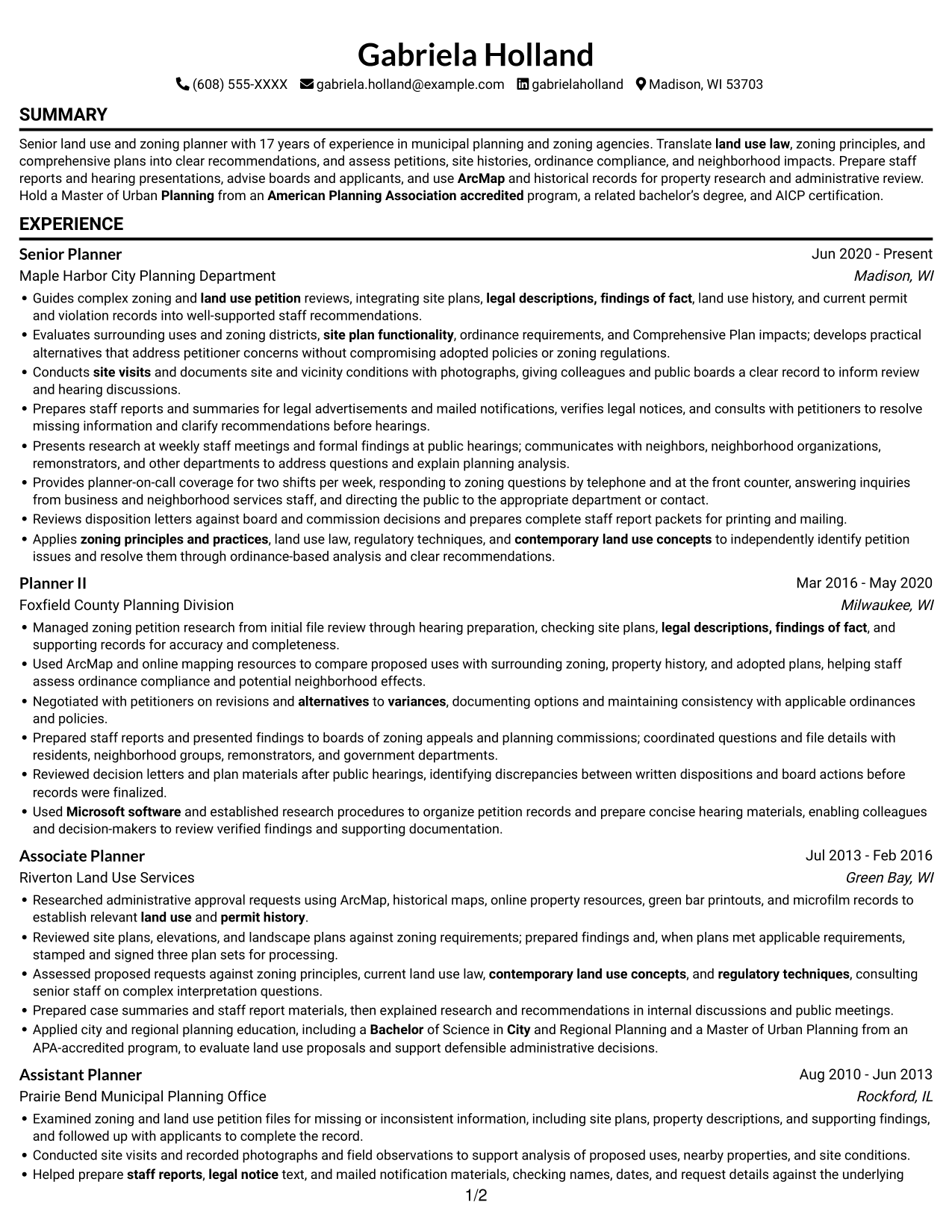 Resume example — page 1
