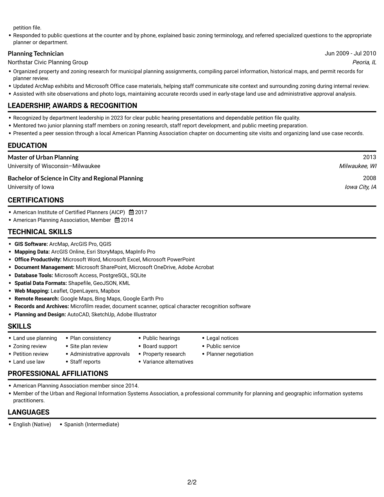 Resume example — page 2