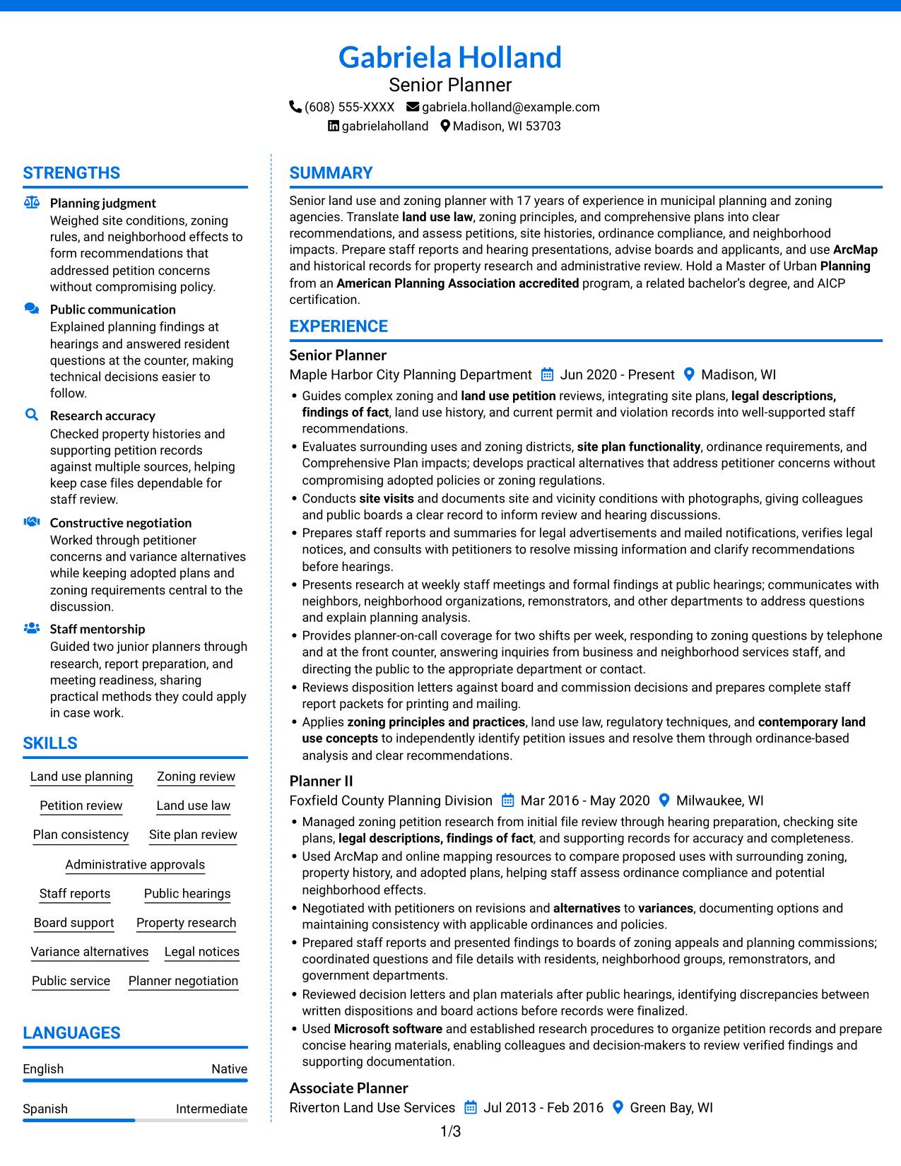 Resume example — page 1
