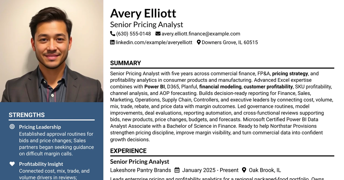 33 Senior Pricing Analyst Resume Templates with Example 2026 (ATS-Optimized)