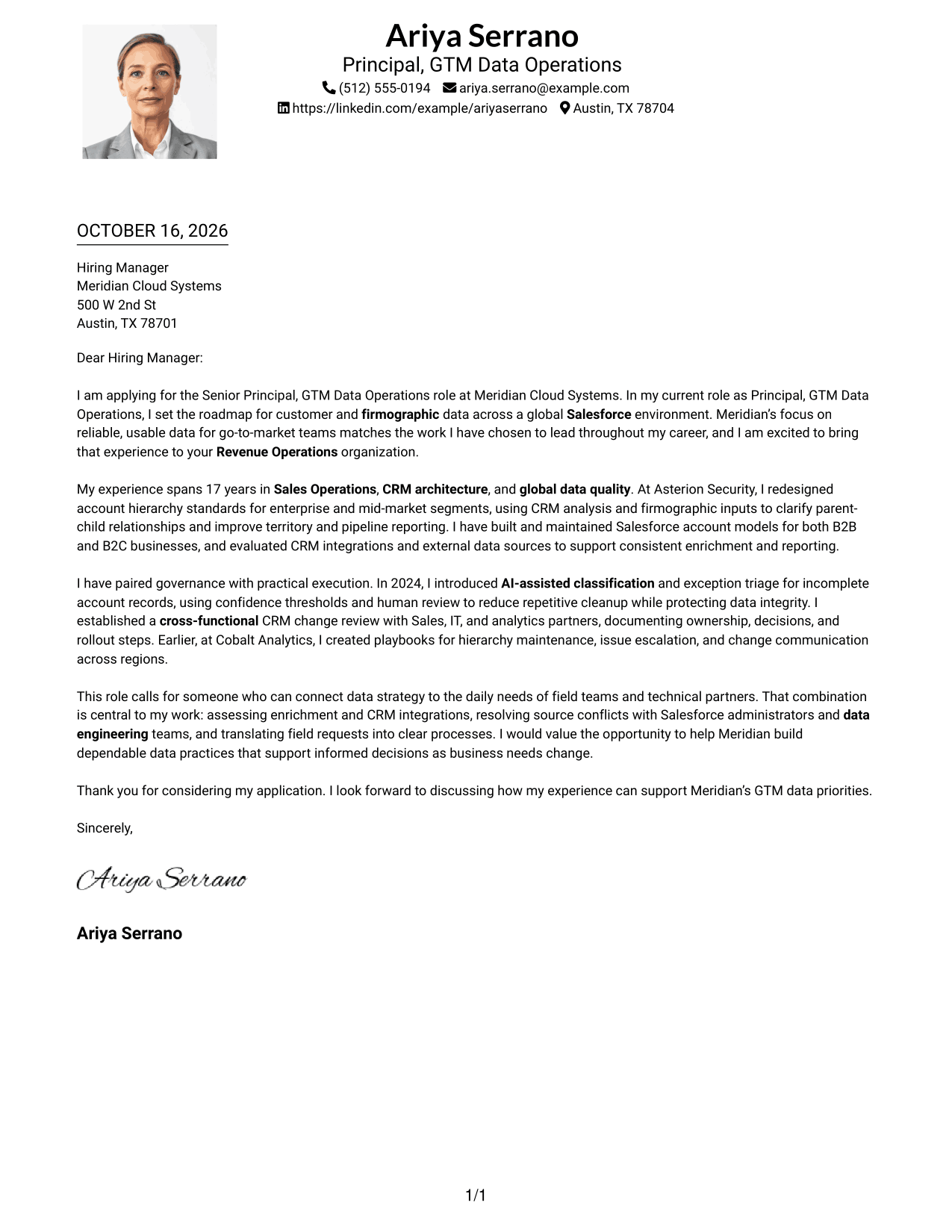Cover letter example — page 1
