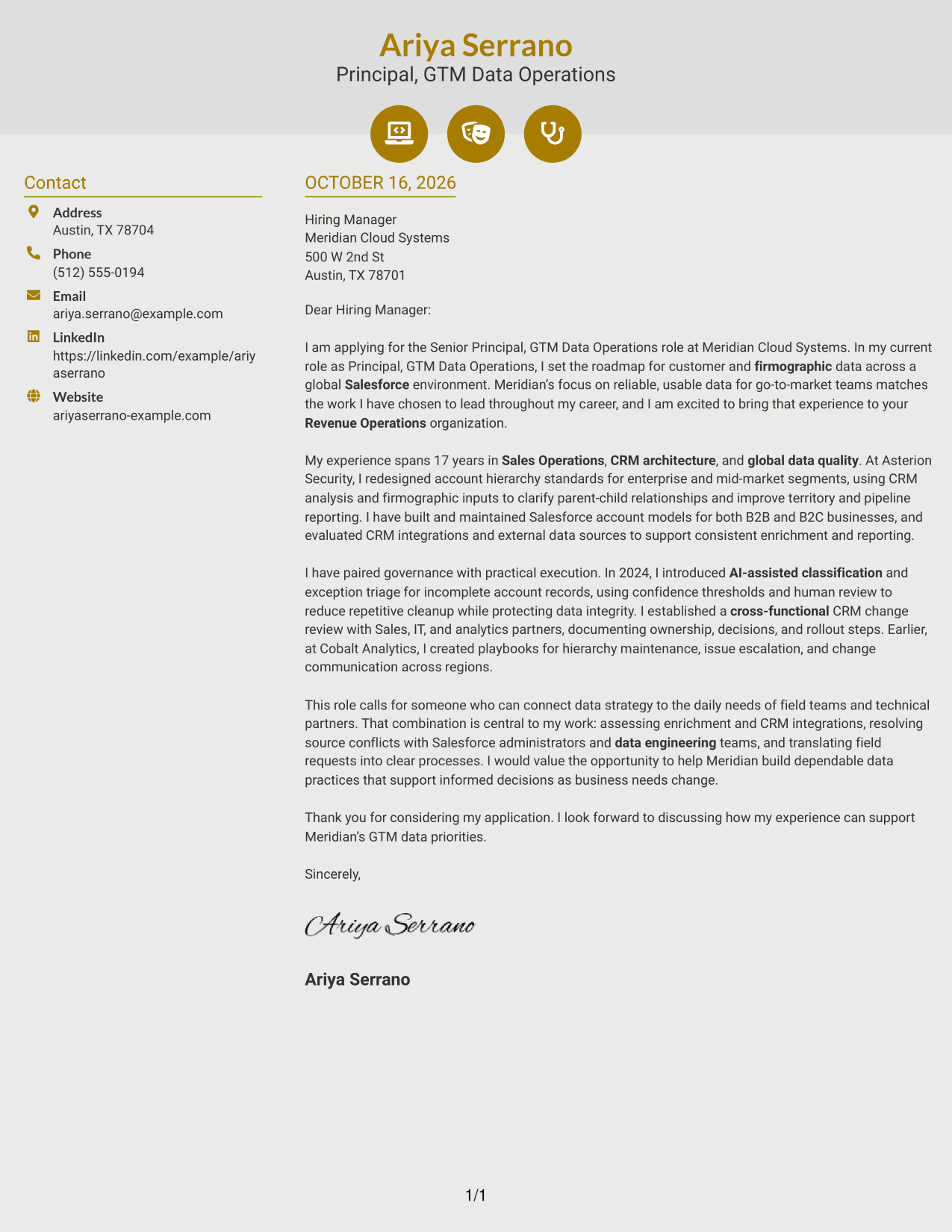 Cover letter example — page 1