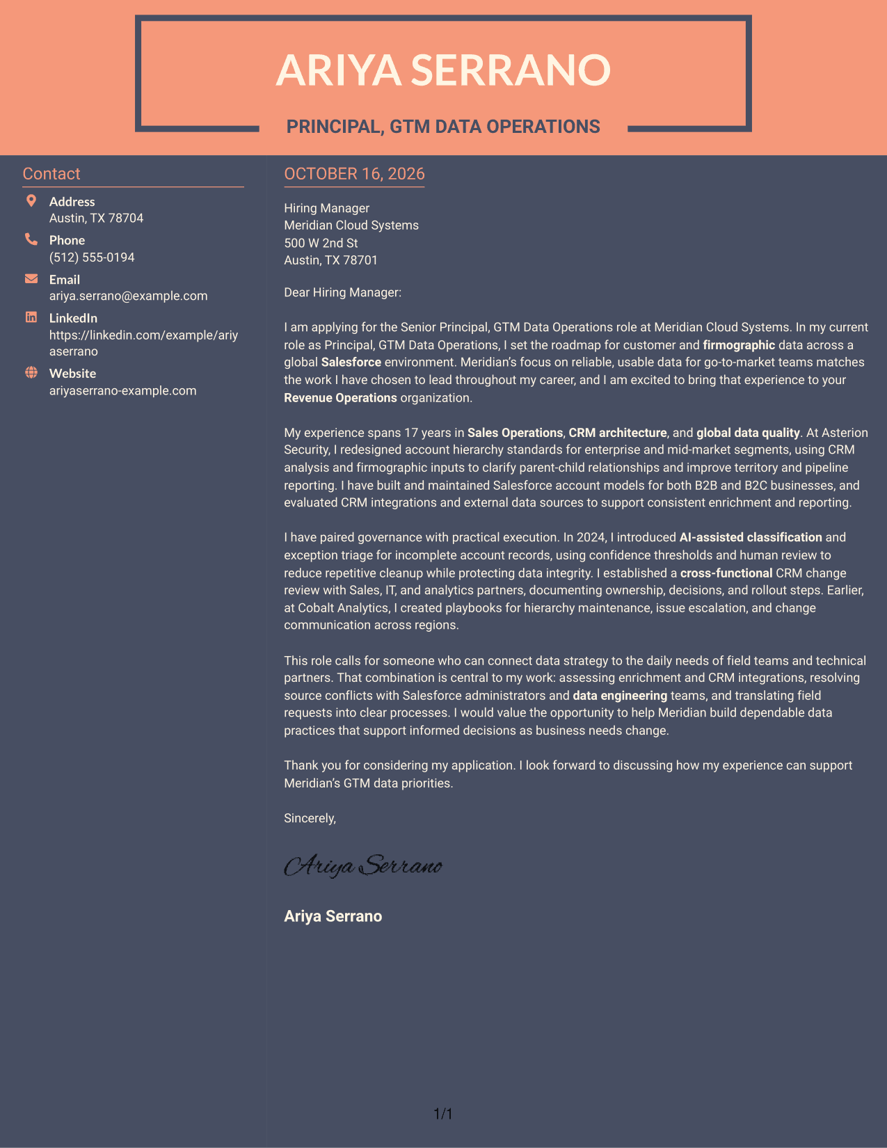 Cover letter example — page 1