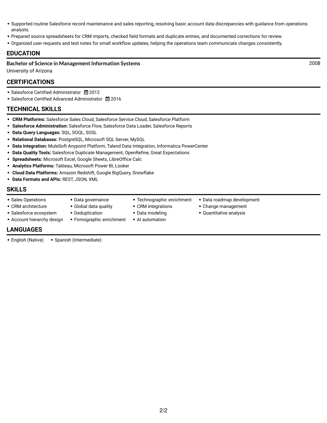Resume example — page 2