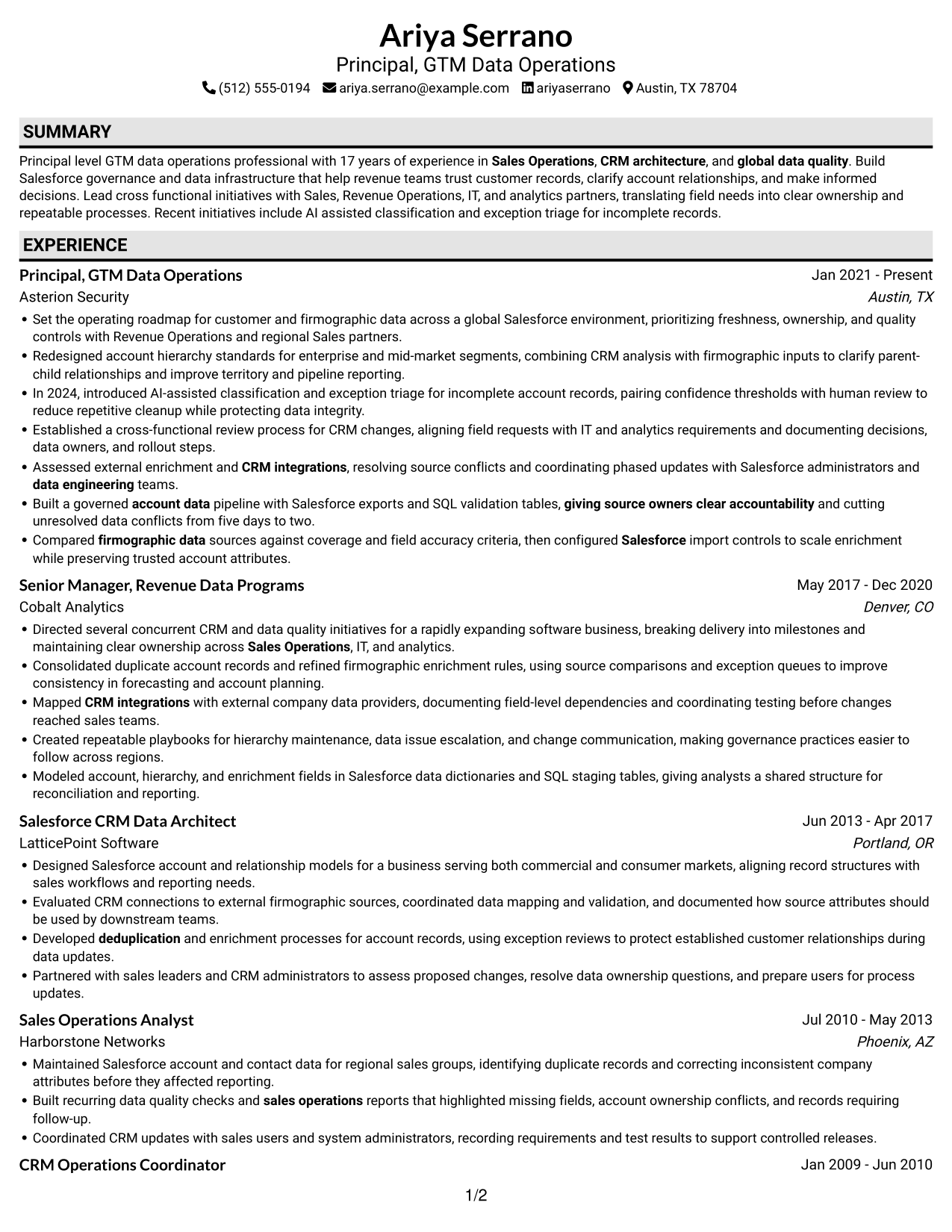 Resume example — page 1