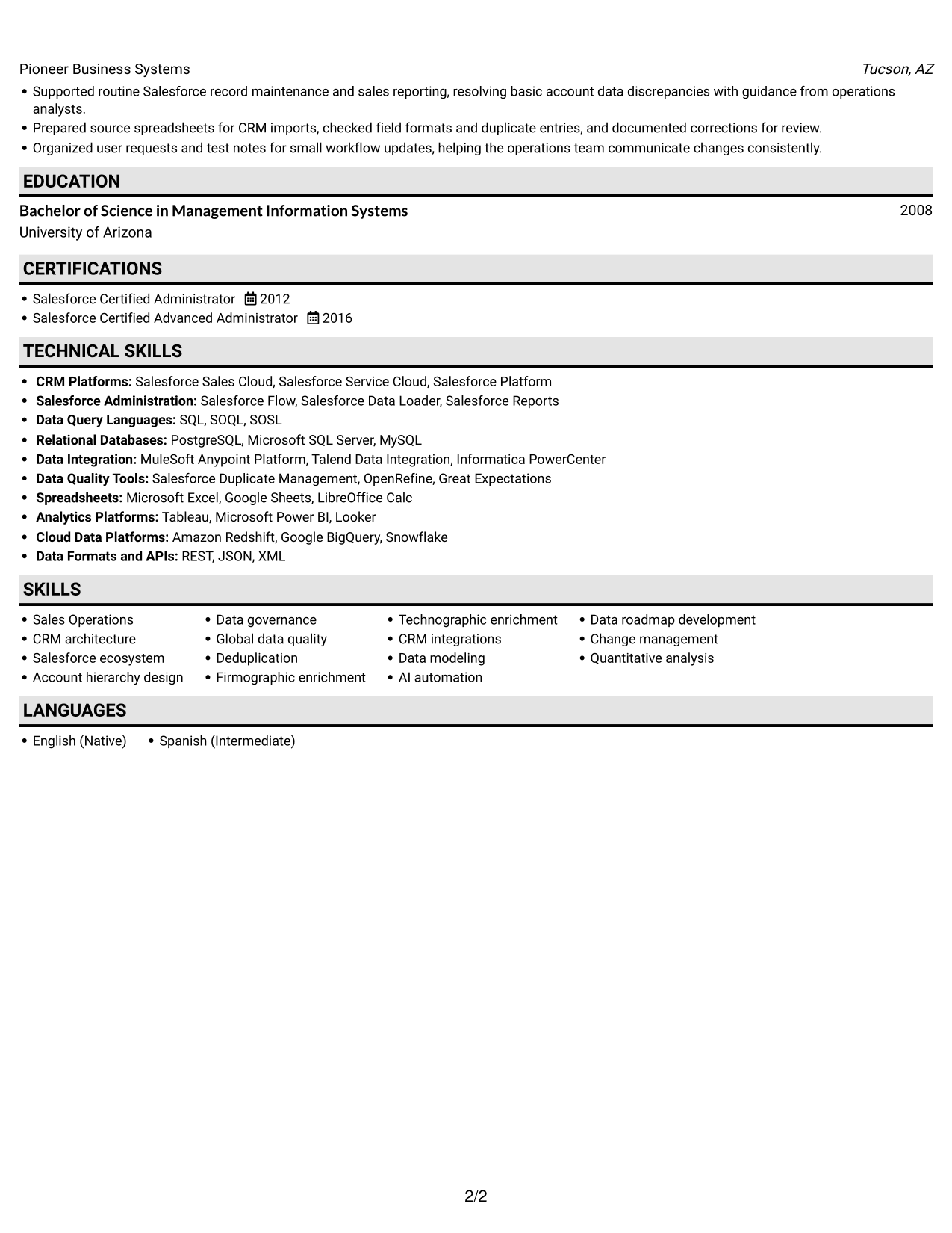 Resume example — page 2