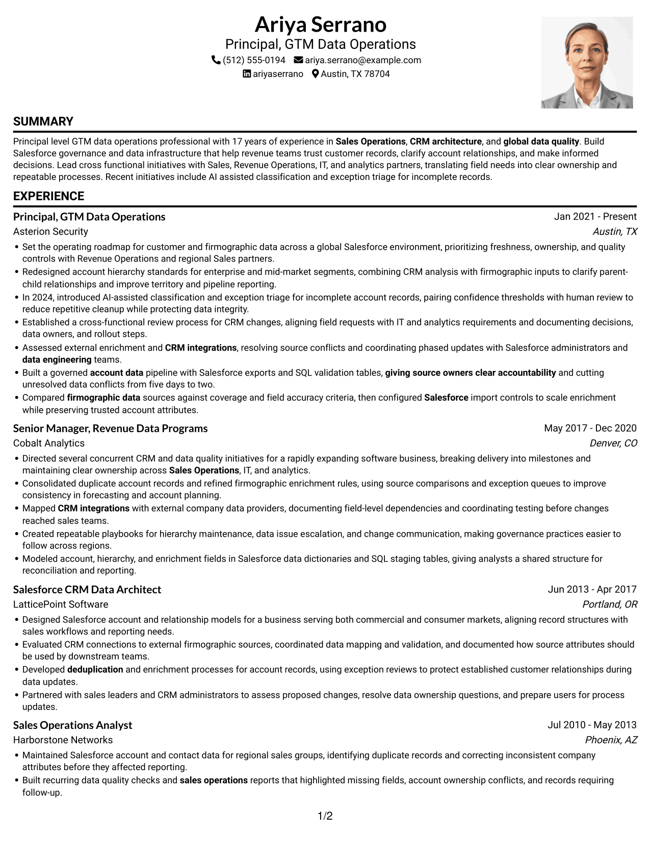 Resume example — page 1