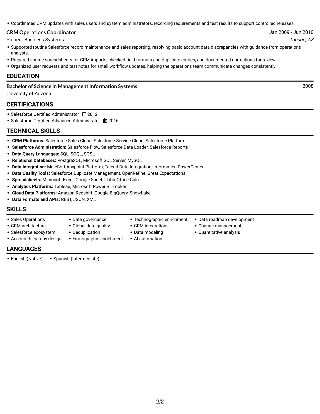 Resume example — page 2