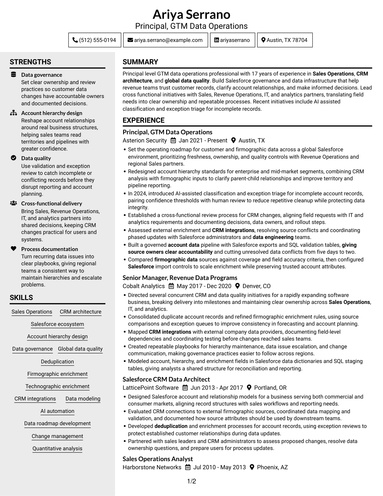 Resume example — page 1