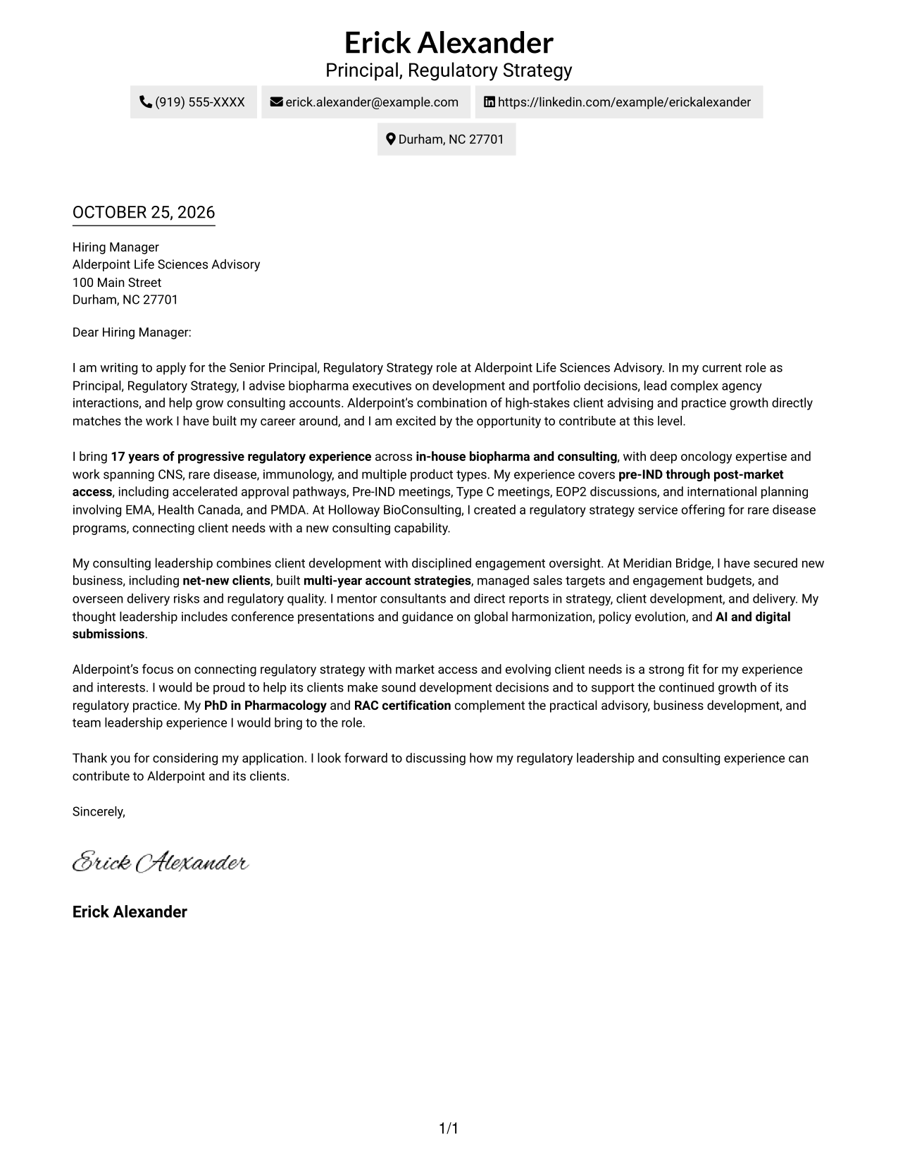 Cover letter example — page 1