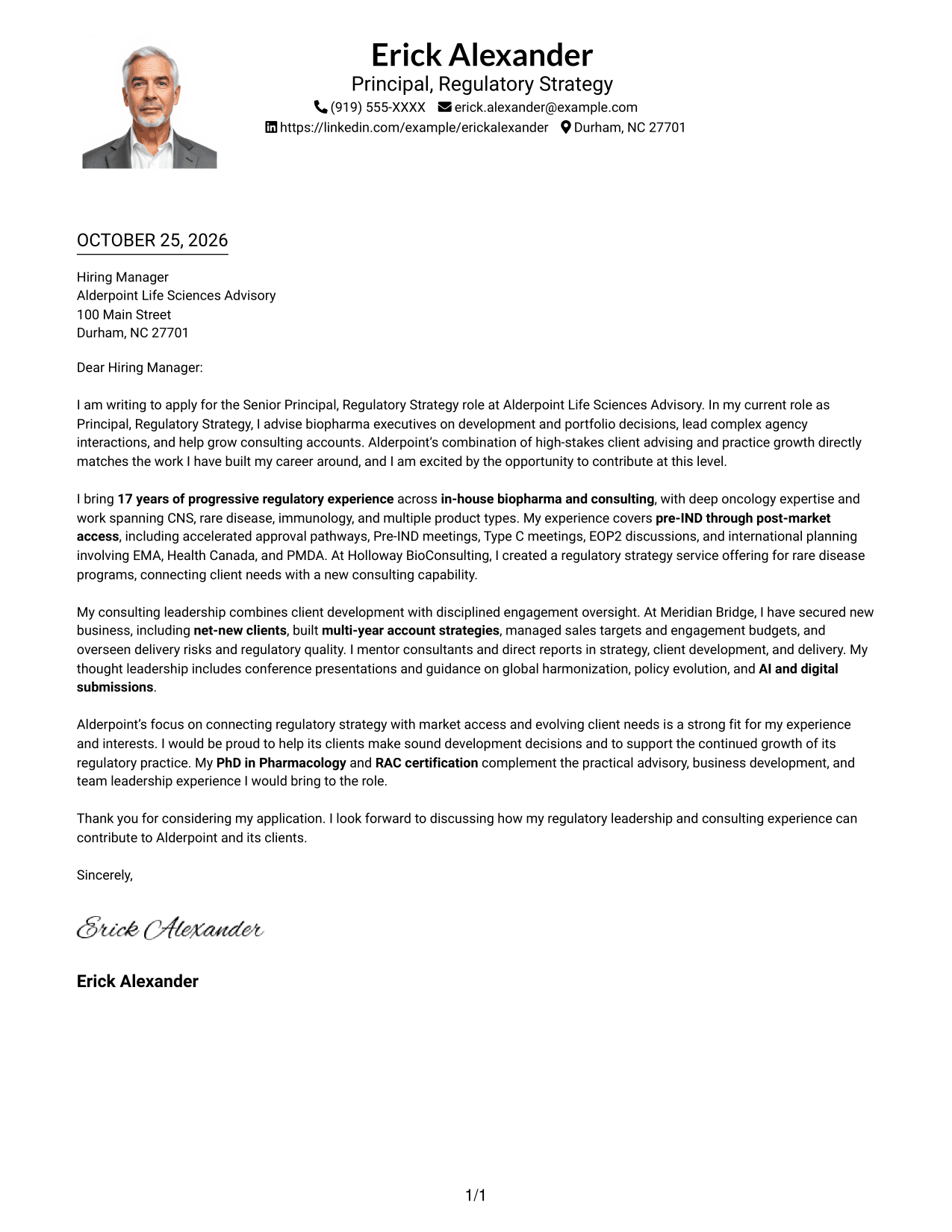 Cover letter example — page 1