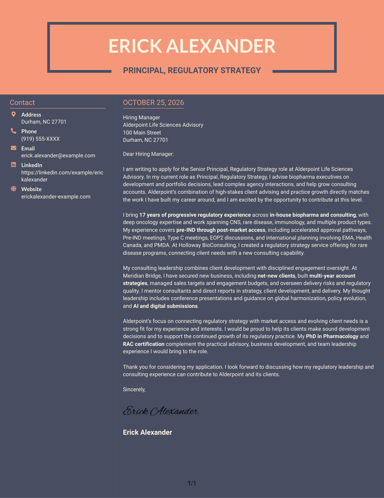 Cover letter example — page 1