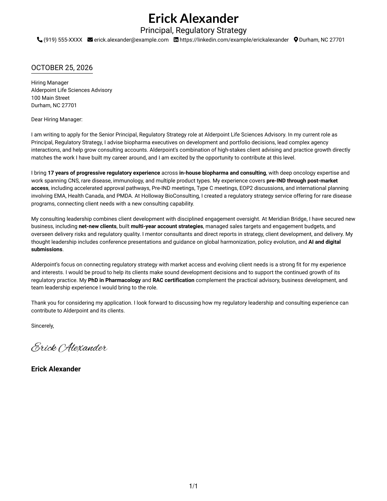 Cover letter example — page 1