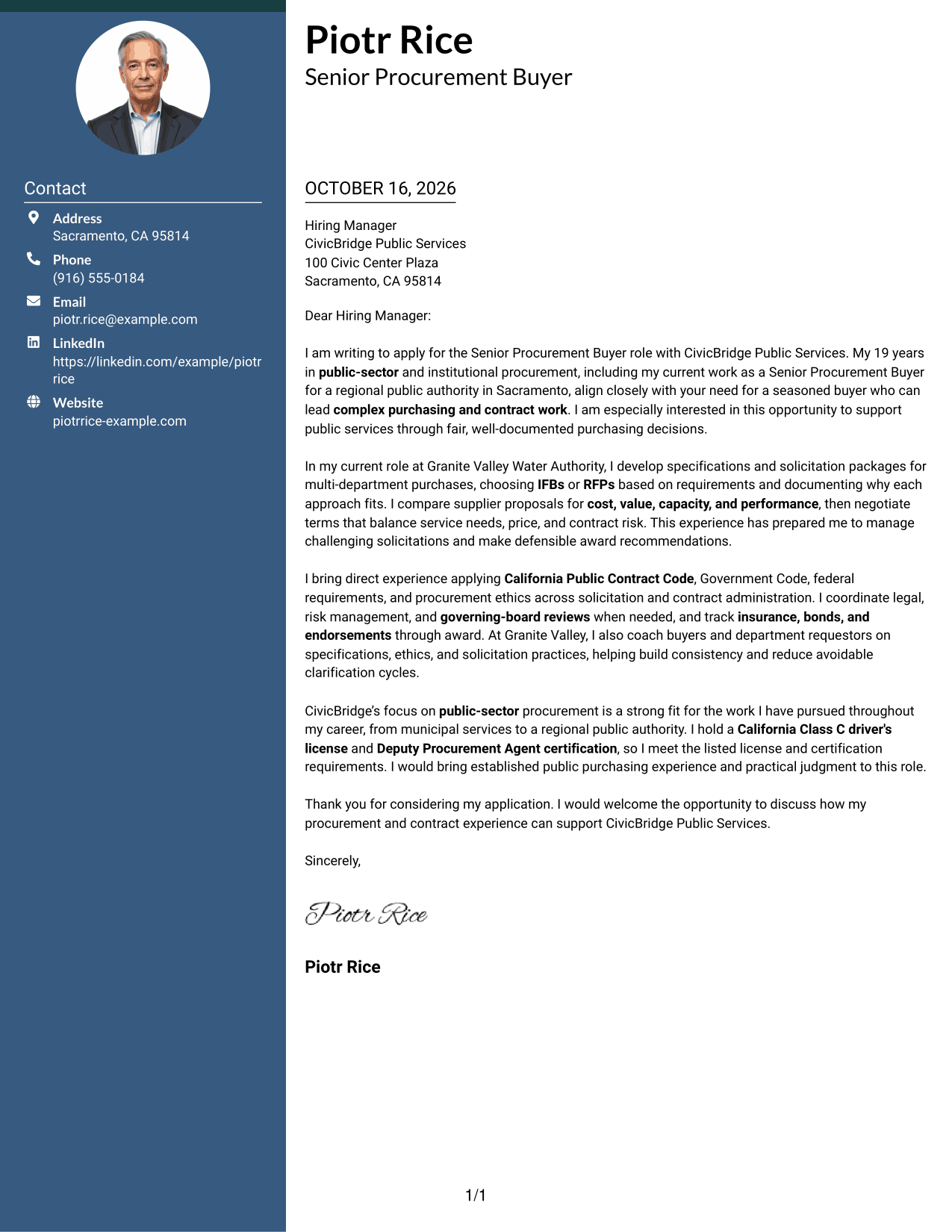 Cover letter example — page 1