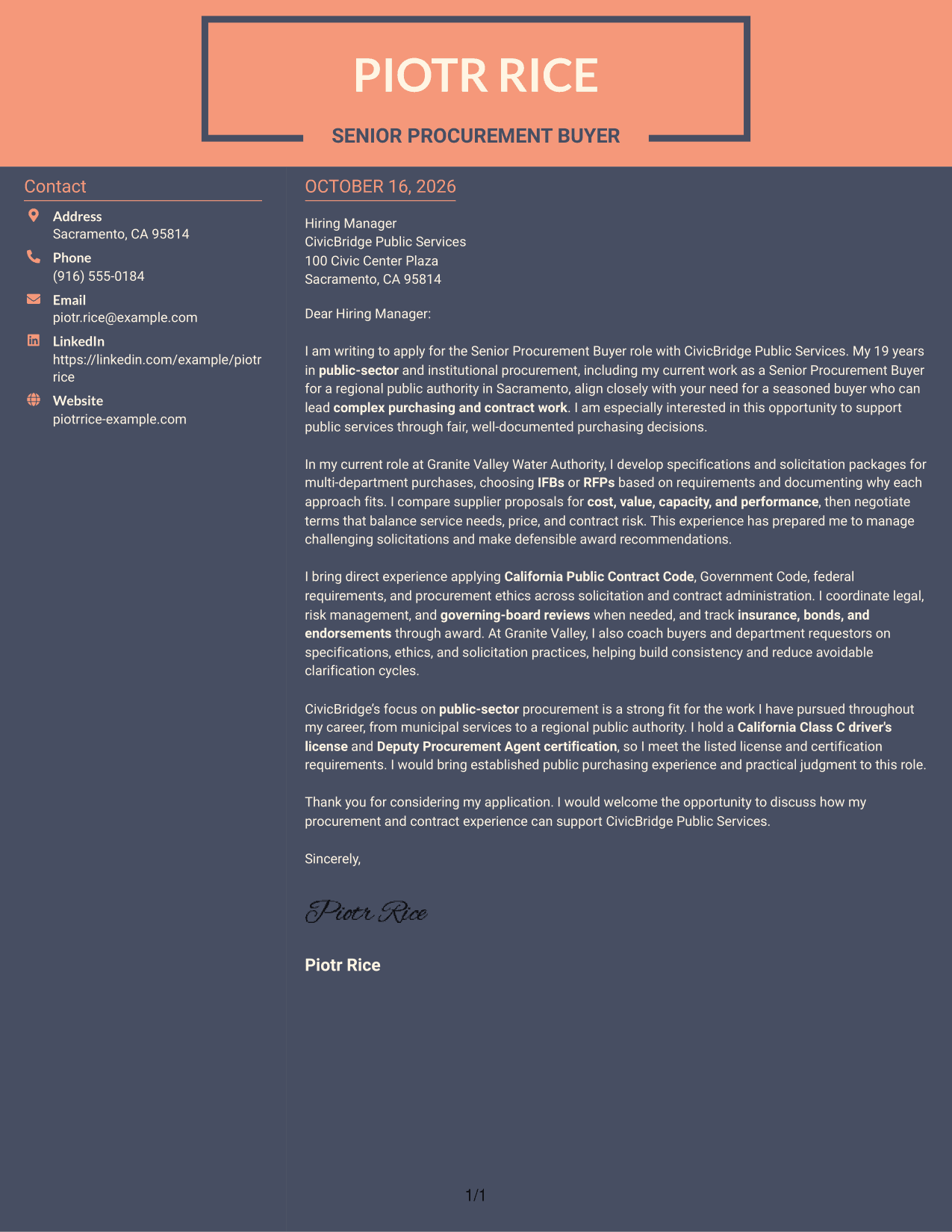 Cover letter example — page 1