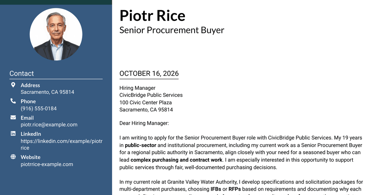 7 Senior Procurement Buyer - Public Procurement Cover Letter Templates with Example