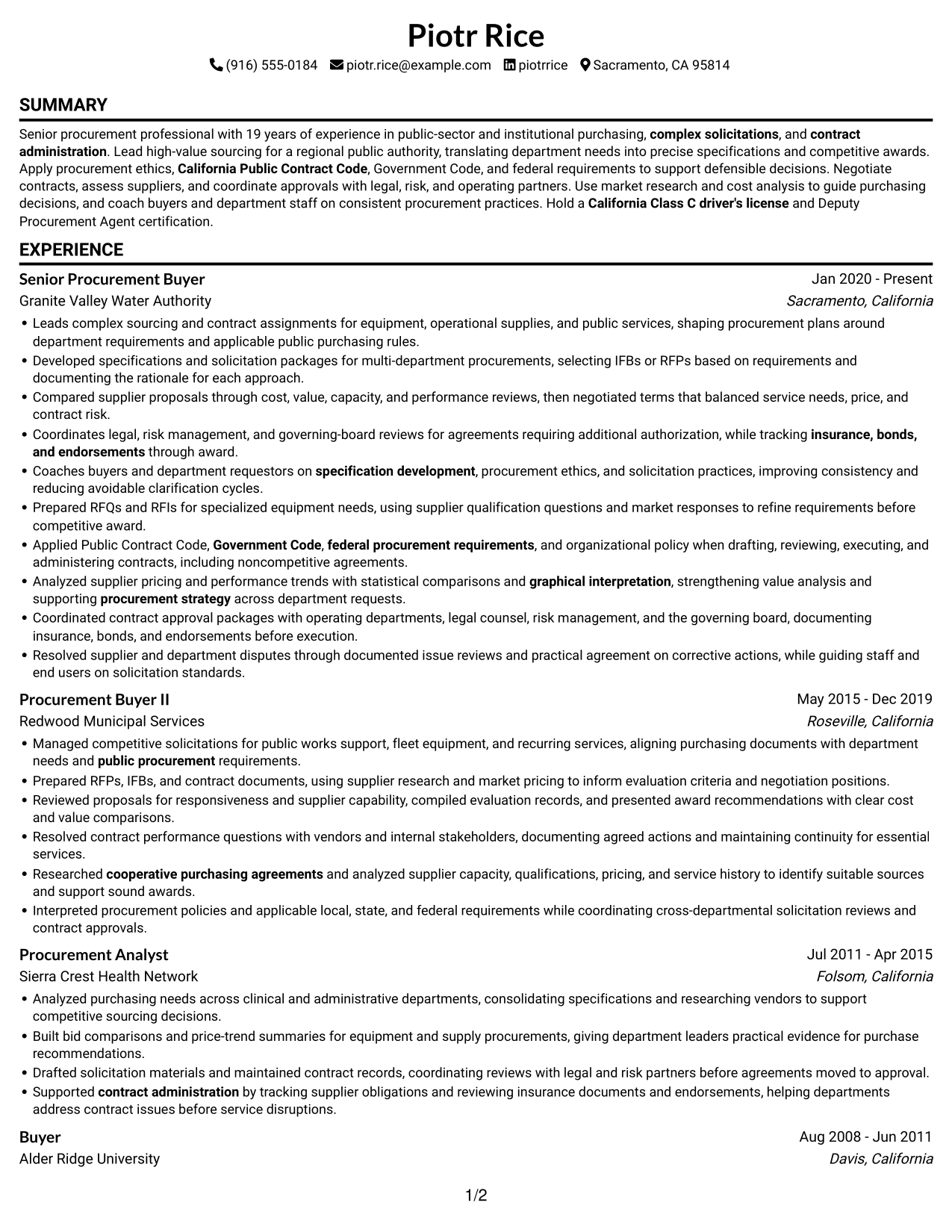 Resume example — page 1