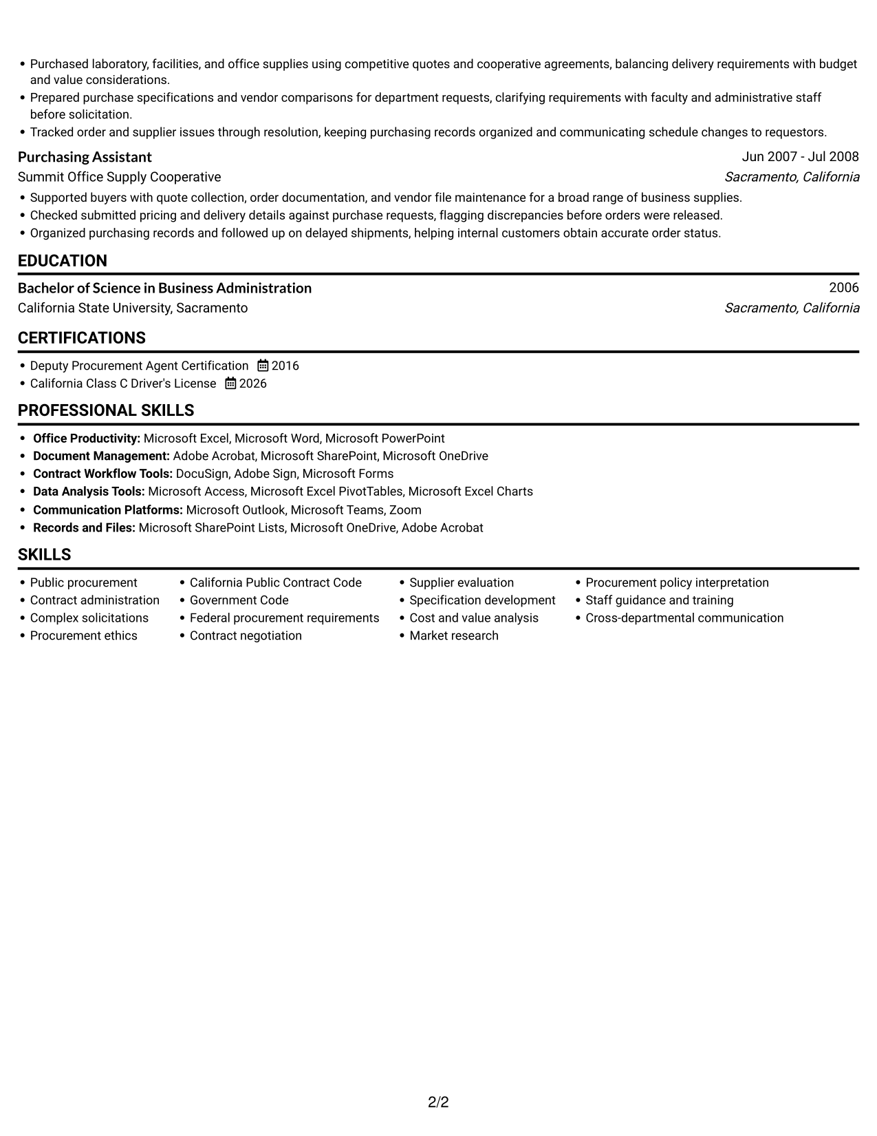 Resume example — page 2