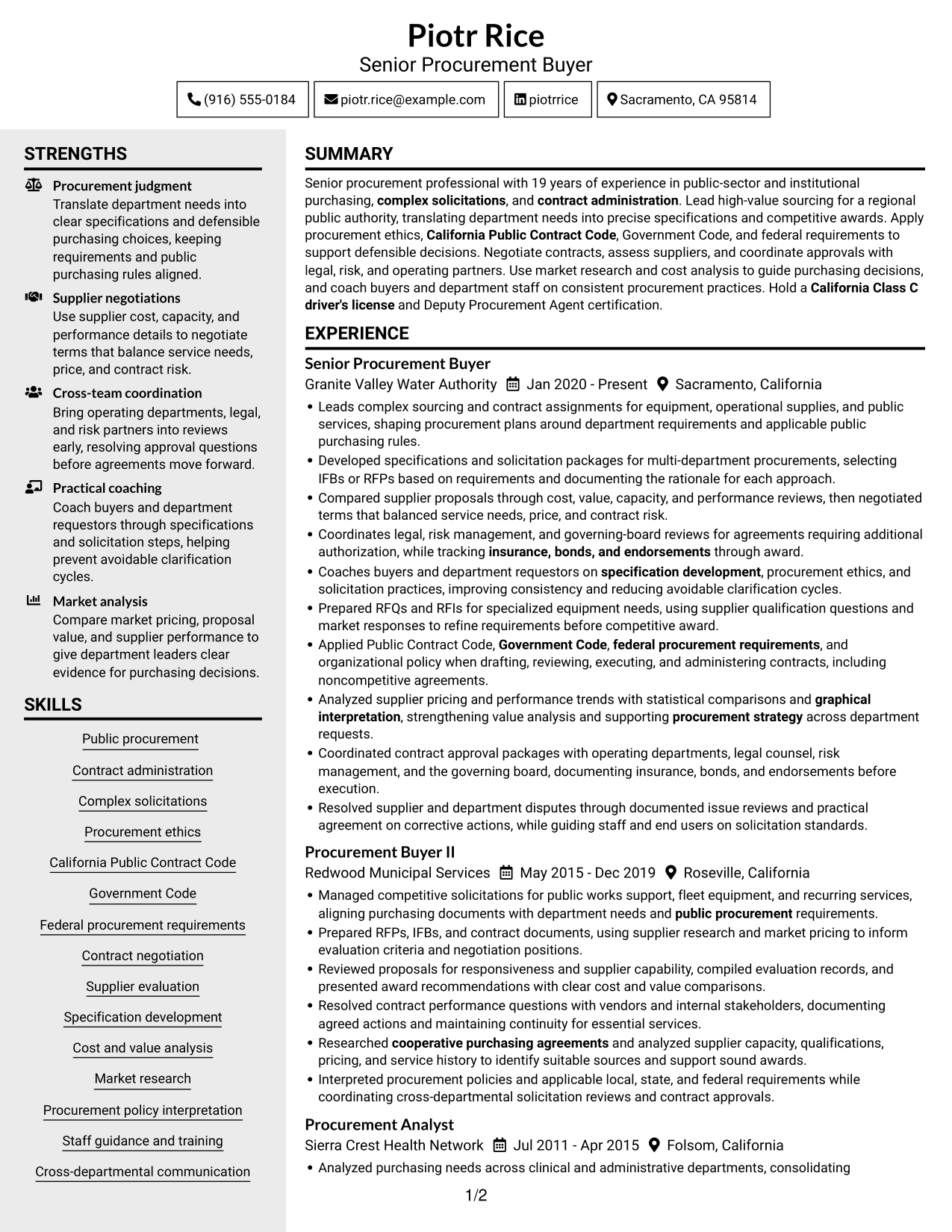 Resume example — page 1
