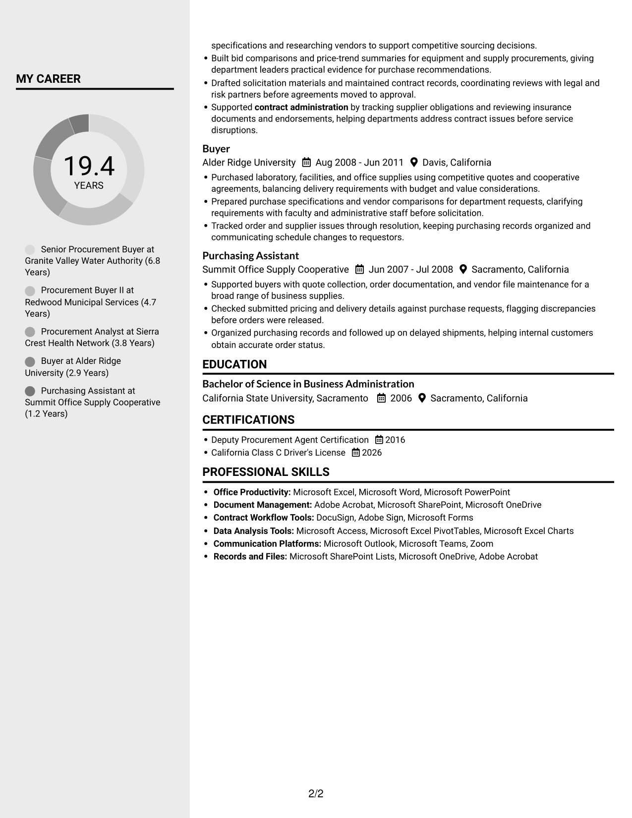 Resume example — page 2