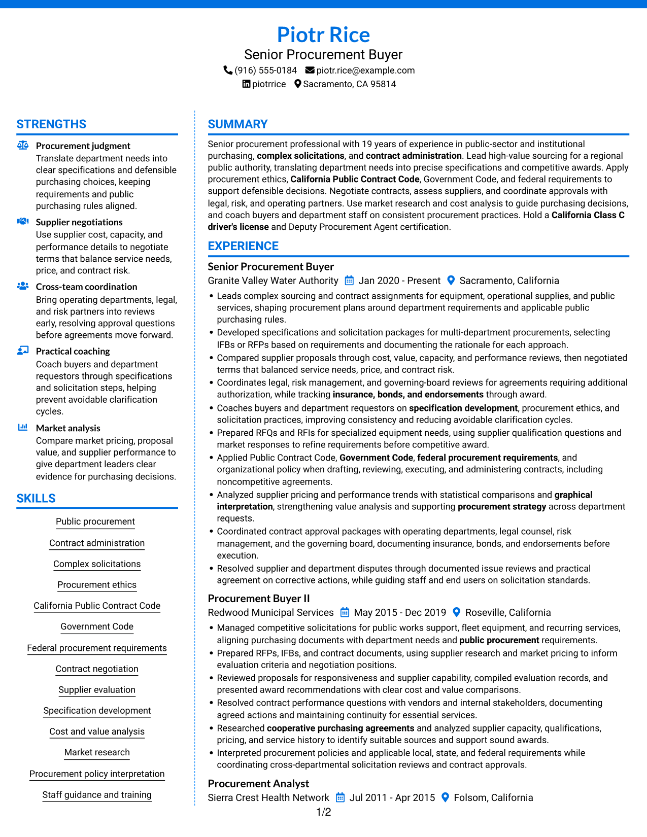 Resume example — page 1