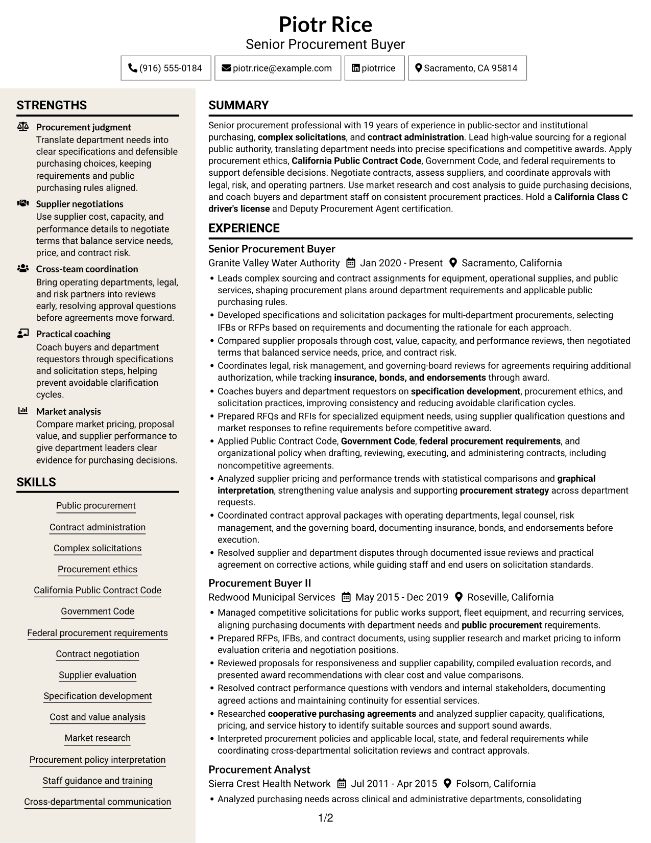 Resume example — page 1