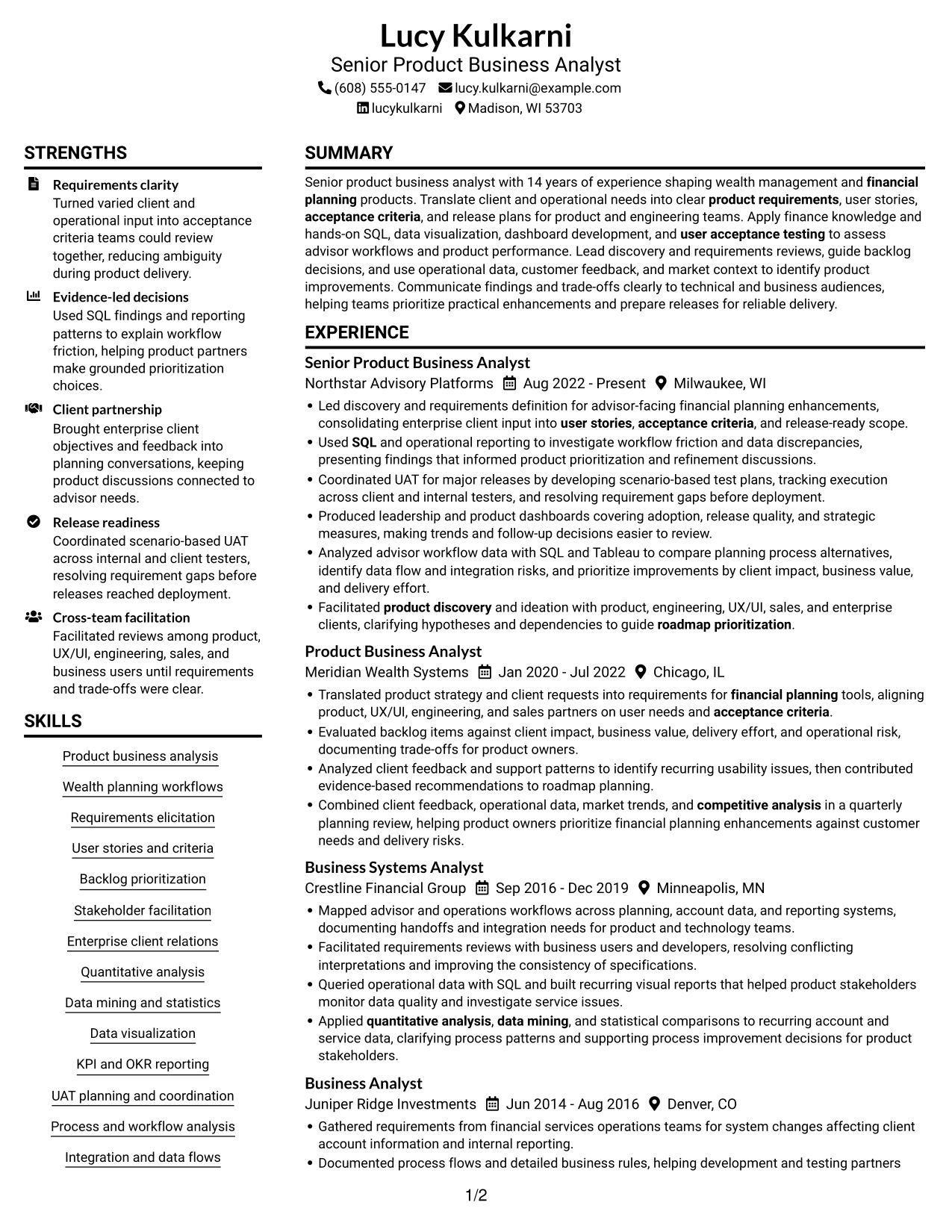 Resume example — page 1