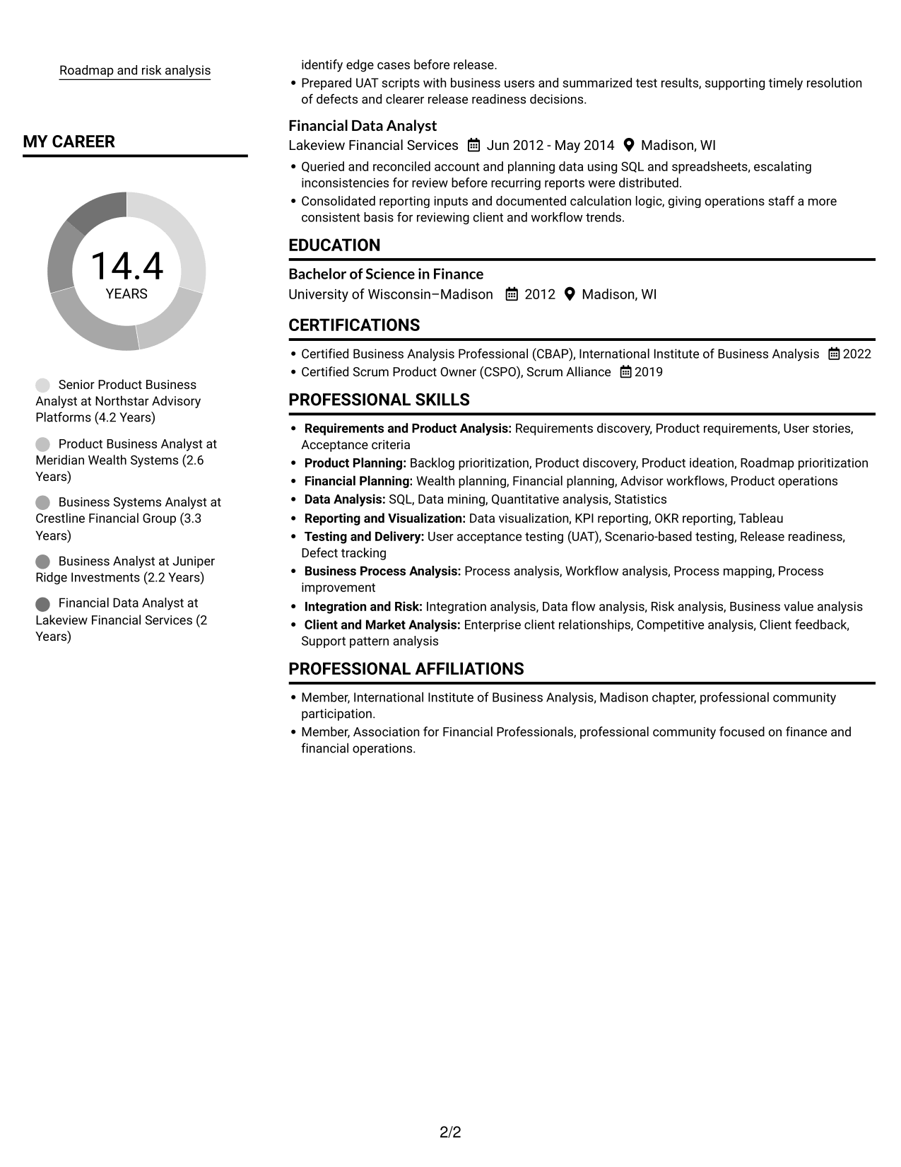 Resume example — page 2