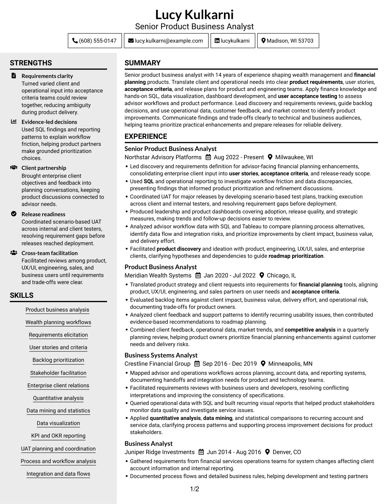 Resume example — page 1