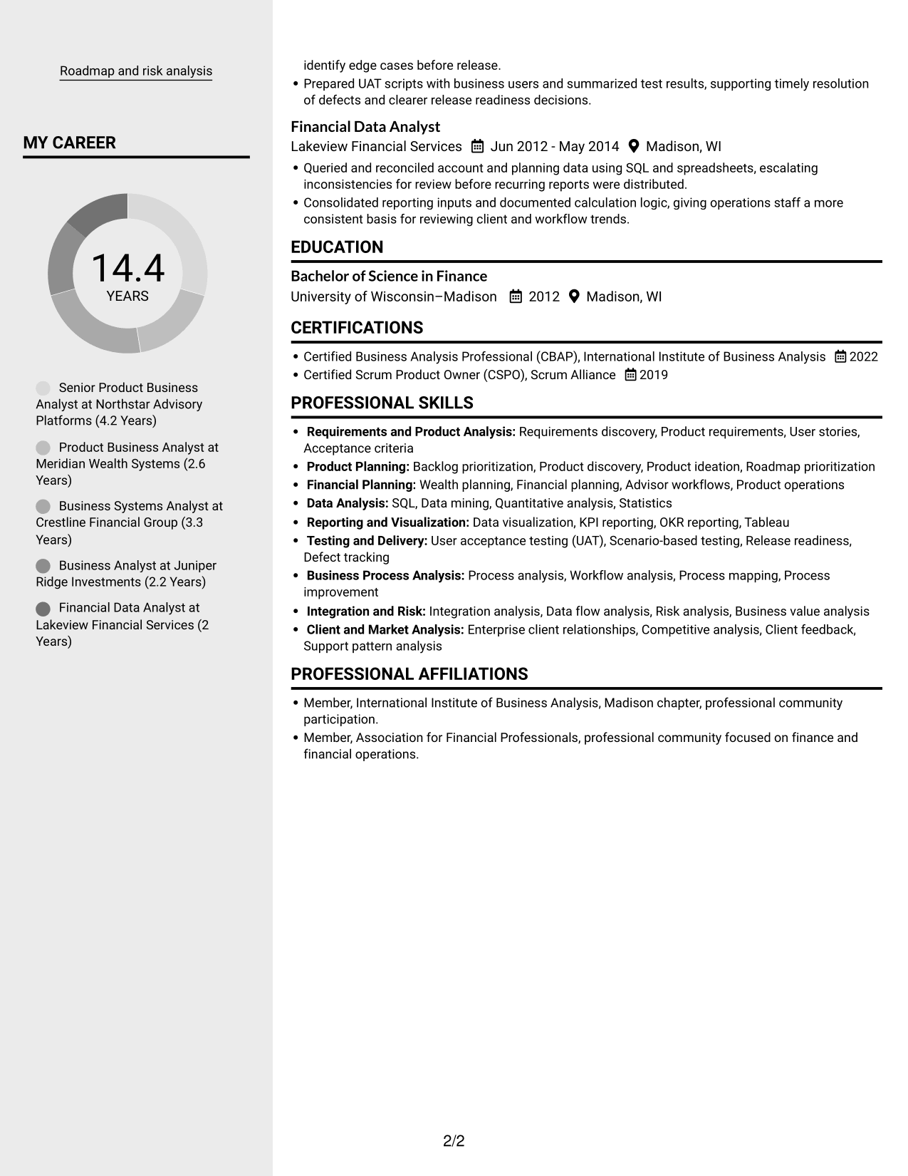 Resume example — page 2