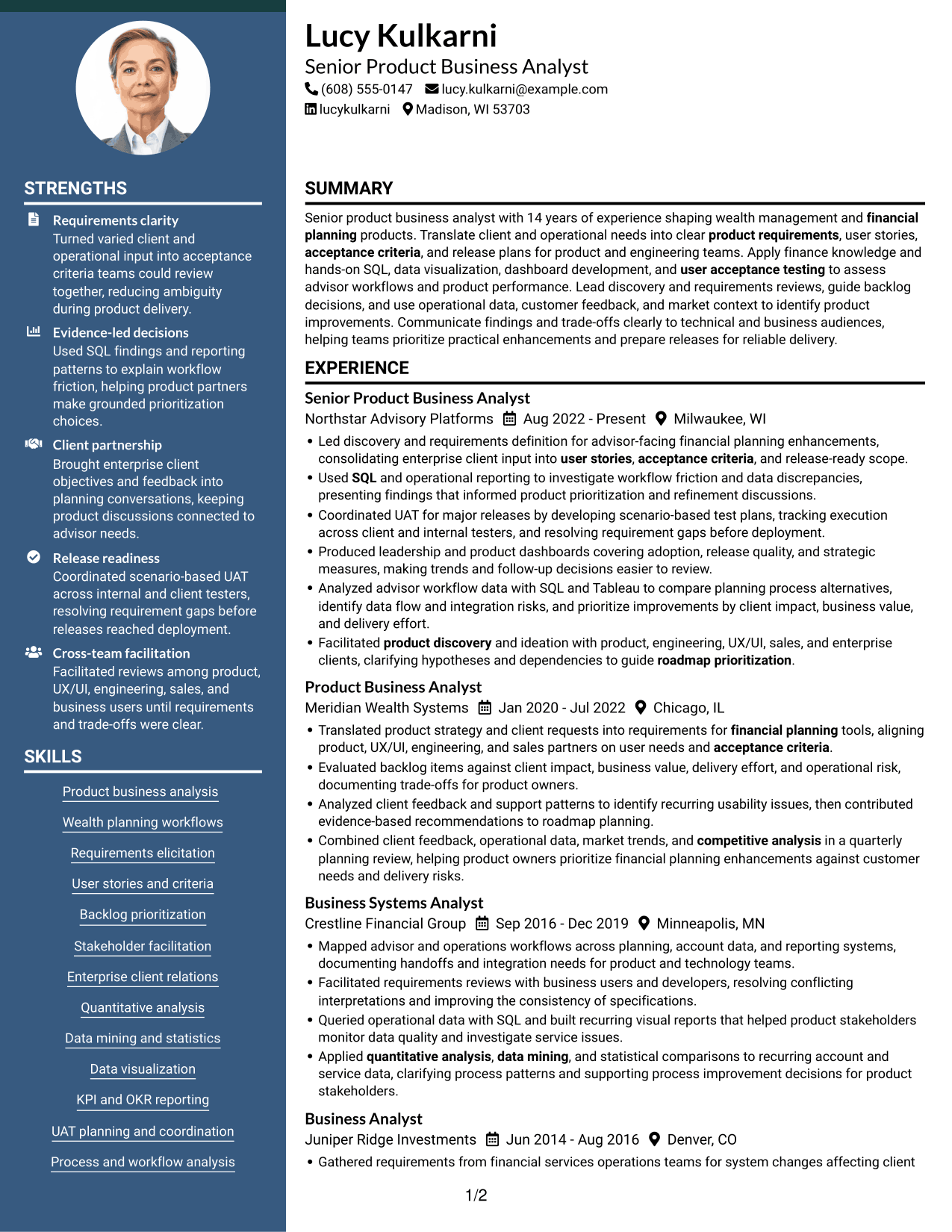 Resume example — page 1