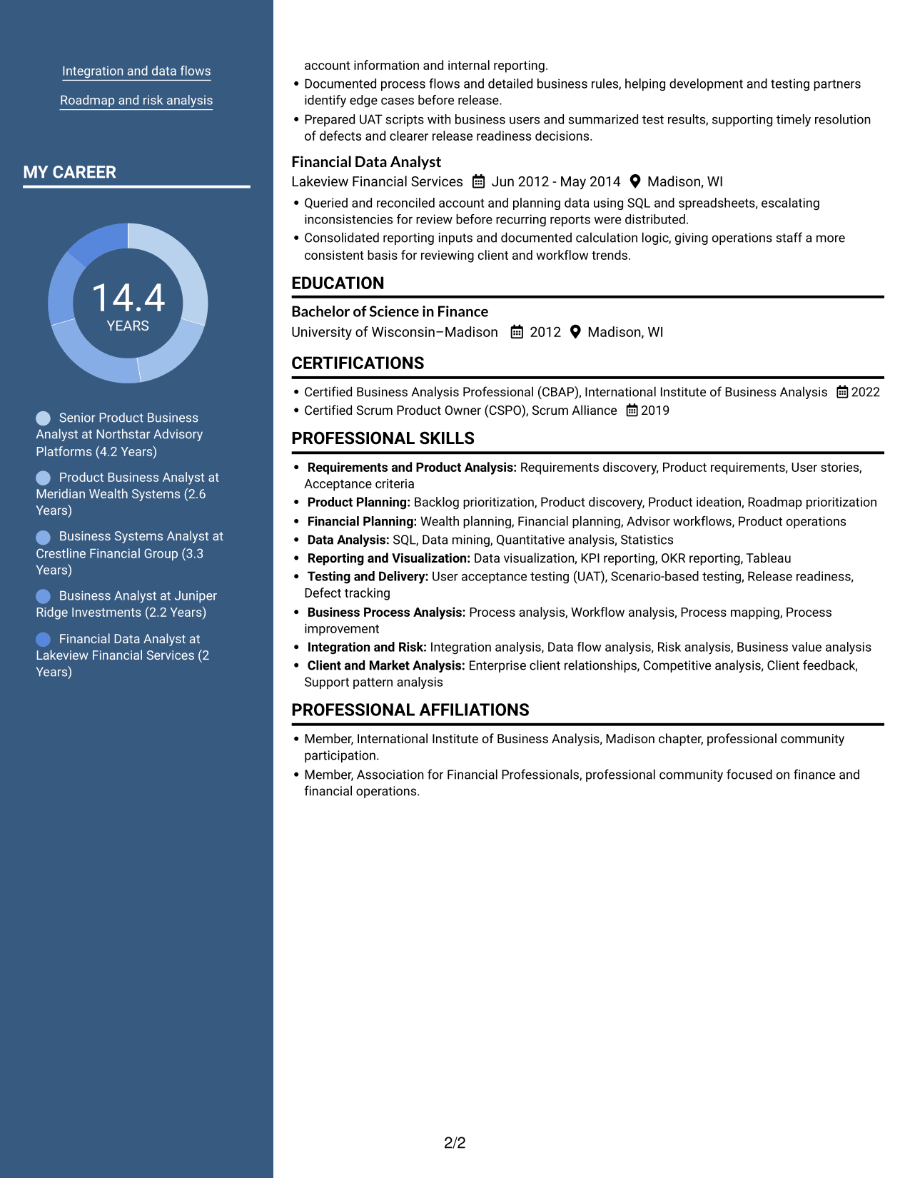 Resume example — page 2
