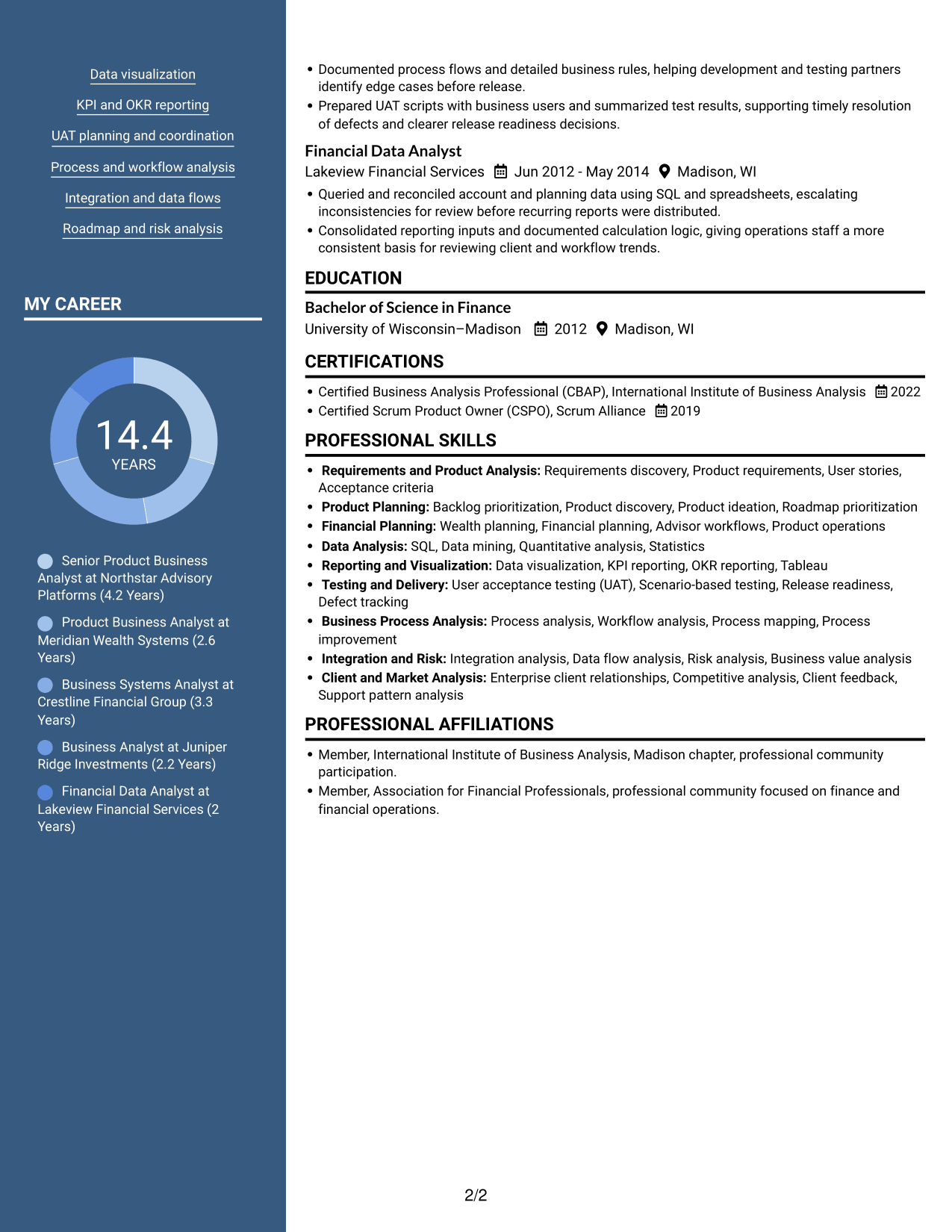 Resume example — page 2