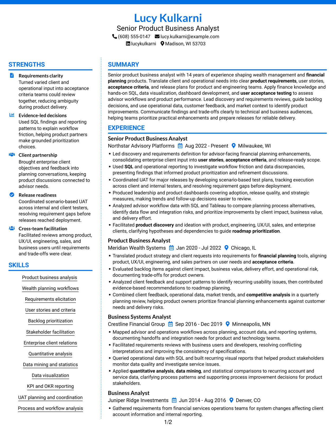 Resume example — page 1