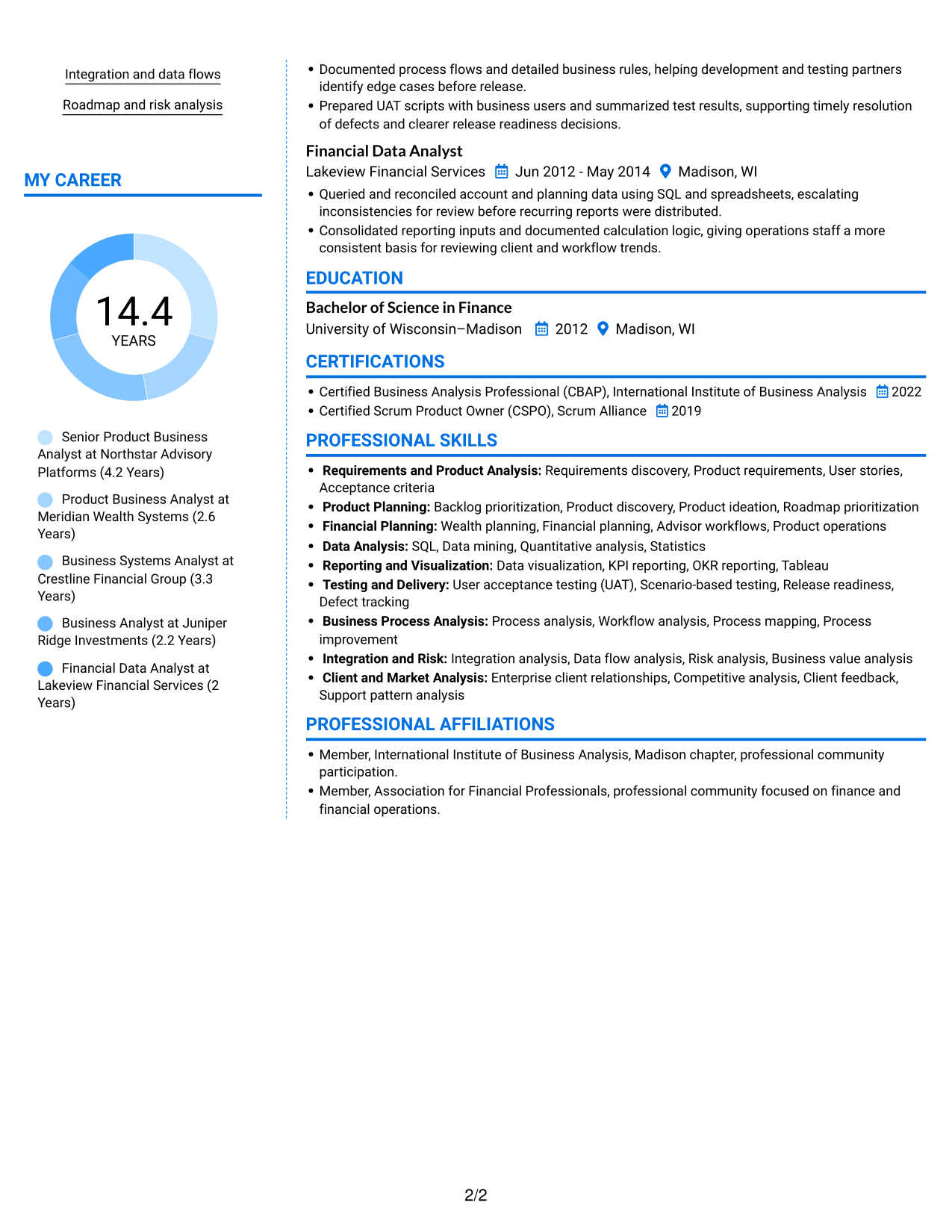 Resume example — page 2
