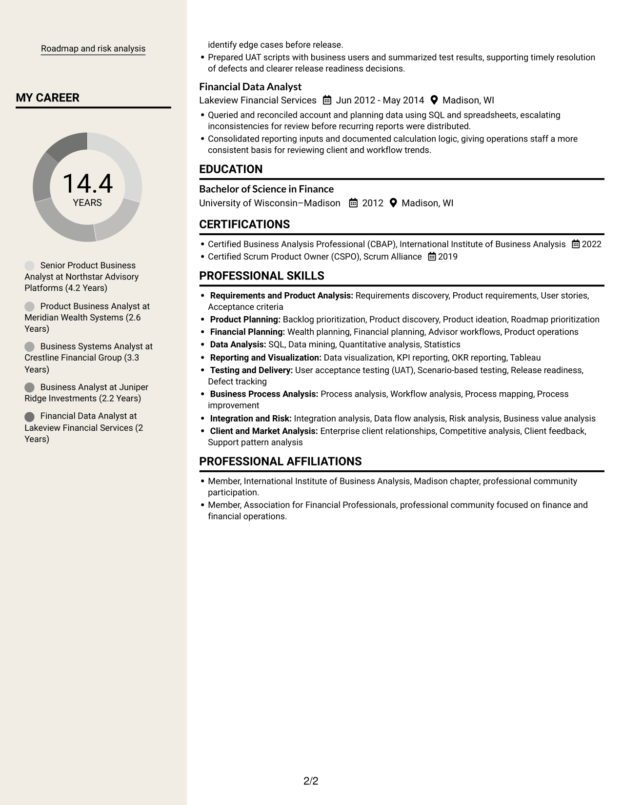 Resume example — page 2