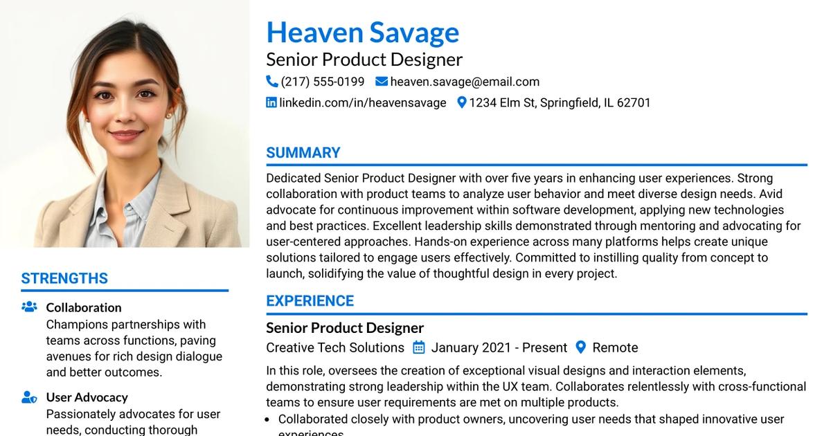 33 Senior Product Designer Resume Templates with Example 2026 (ATS-Optimized)