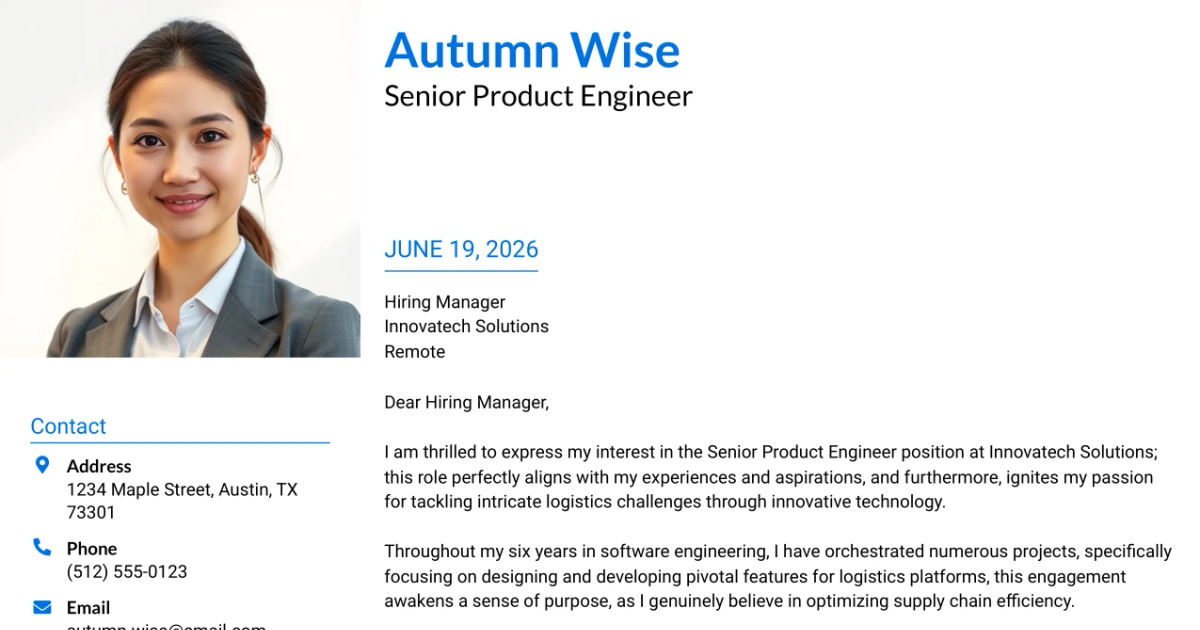 30+ Senior Product Engineer Cover Letter Templates with Example 2026