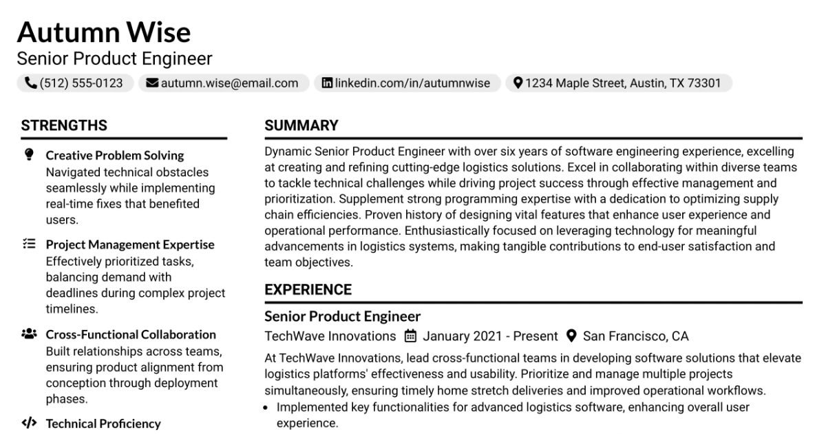 33 Senior Product Engineer Resume Templates with Example 2026 (ATS-Optimized)
