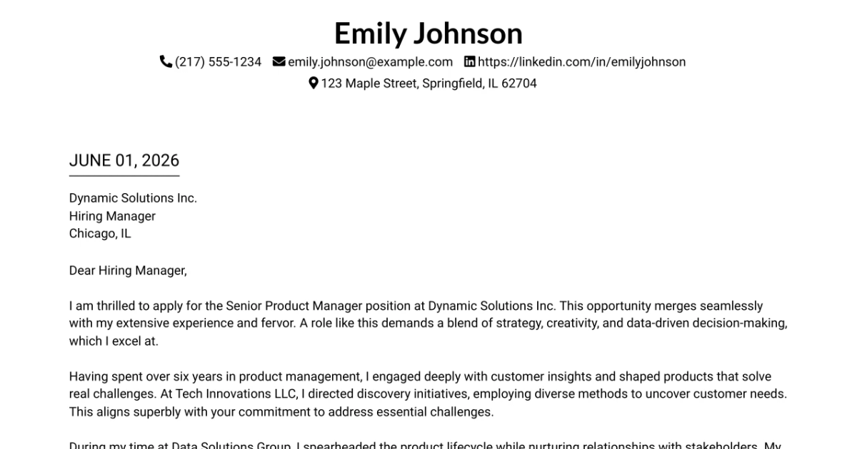30+ Senior Product Manager, Agile & SaaS Cover Letter Templates with Example 2026