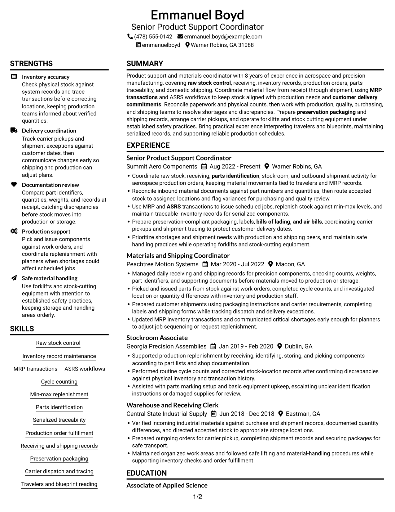 Resume example — page 1