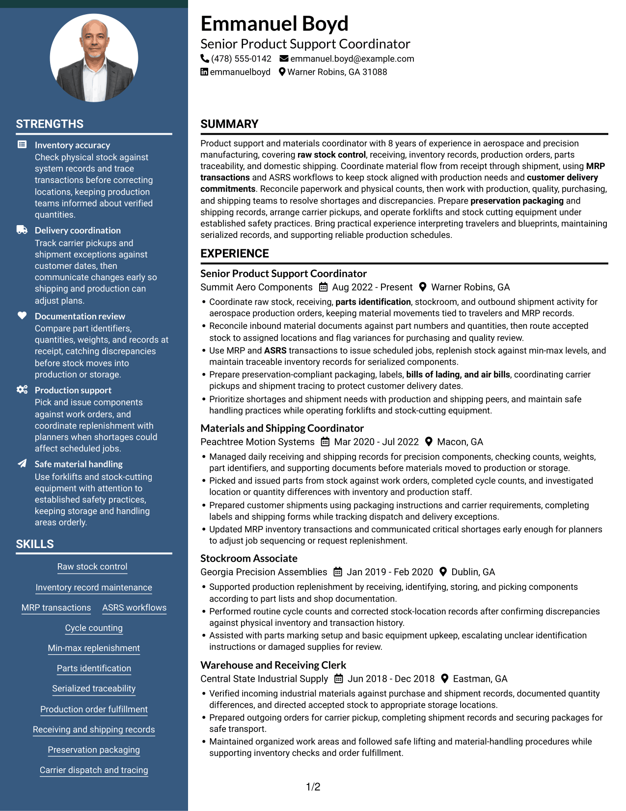 Resume example — page 1